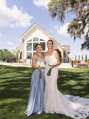 Show Me Your MuMu Light Blue Satin Halter Bridesmaid Dress